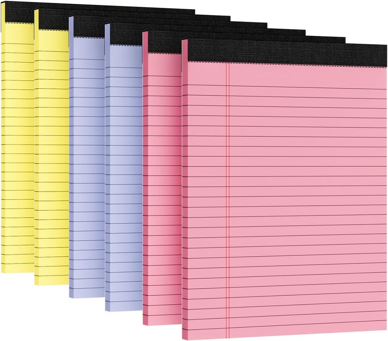 Ciphyfee 6pcs Legal Pads 8.5 x 11, Notepads 8.5 x 11 Inch, Color Note Pads Clear Print Writing Pads of Paper, Memo Pads , Perforate Legal Notepads Paper , Wide Ruled Lined with Sturdy Back,30 Sheets/Pack - Image 1